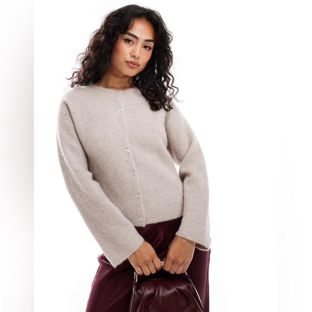 & Other Stories alpaca and wool cardigan with button front in light mole NWOT